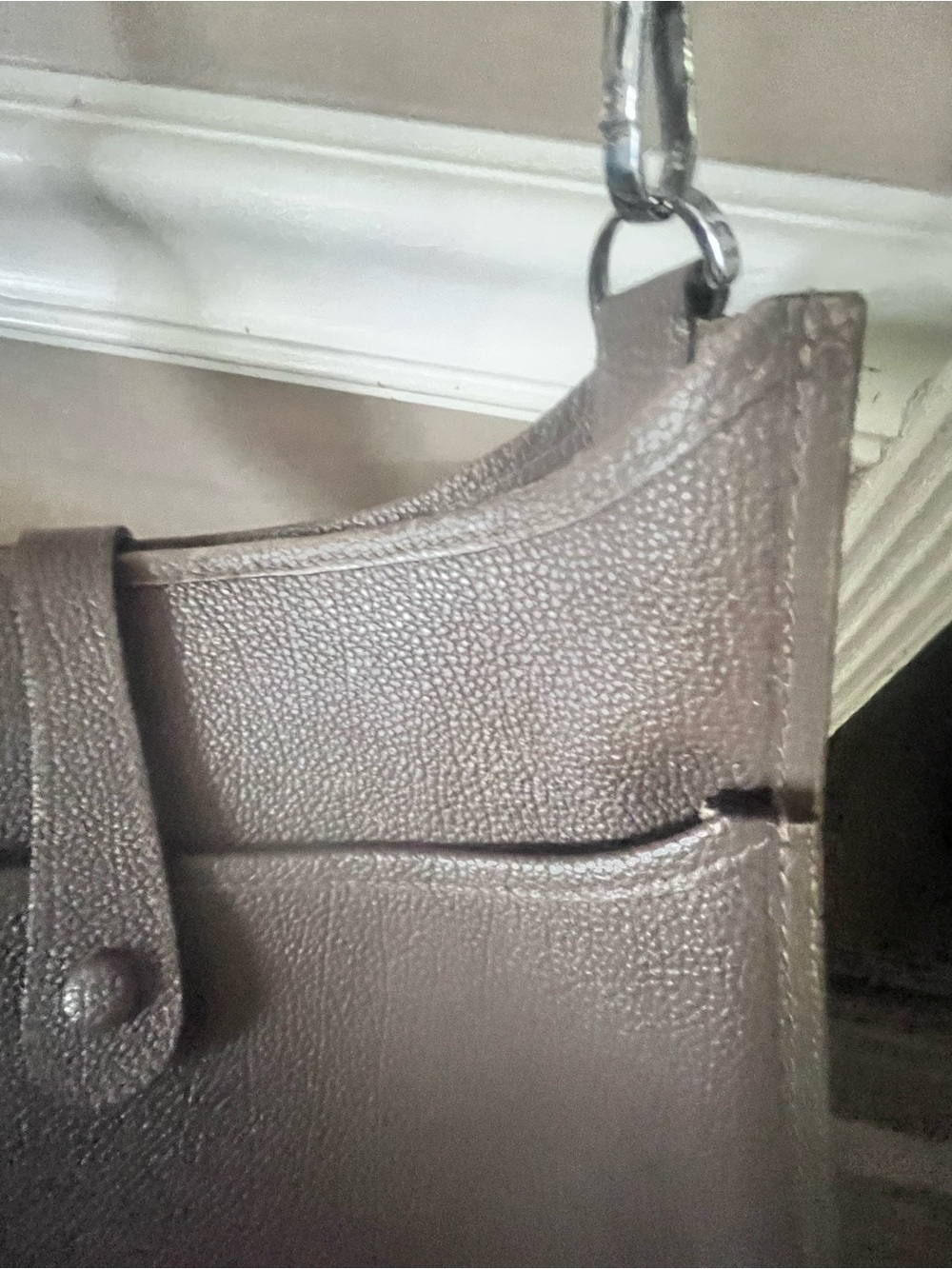 Taupe Perforated Leather Shoulder Bag - Hermes styled - Picture 11 of 12